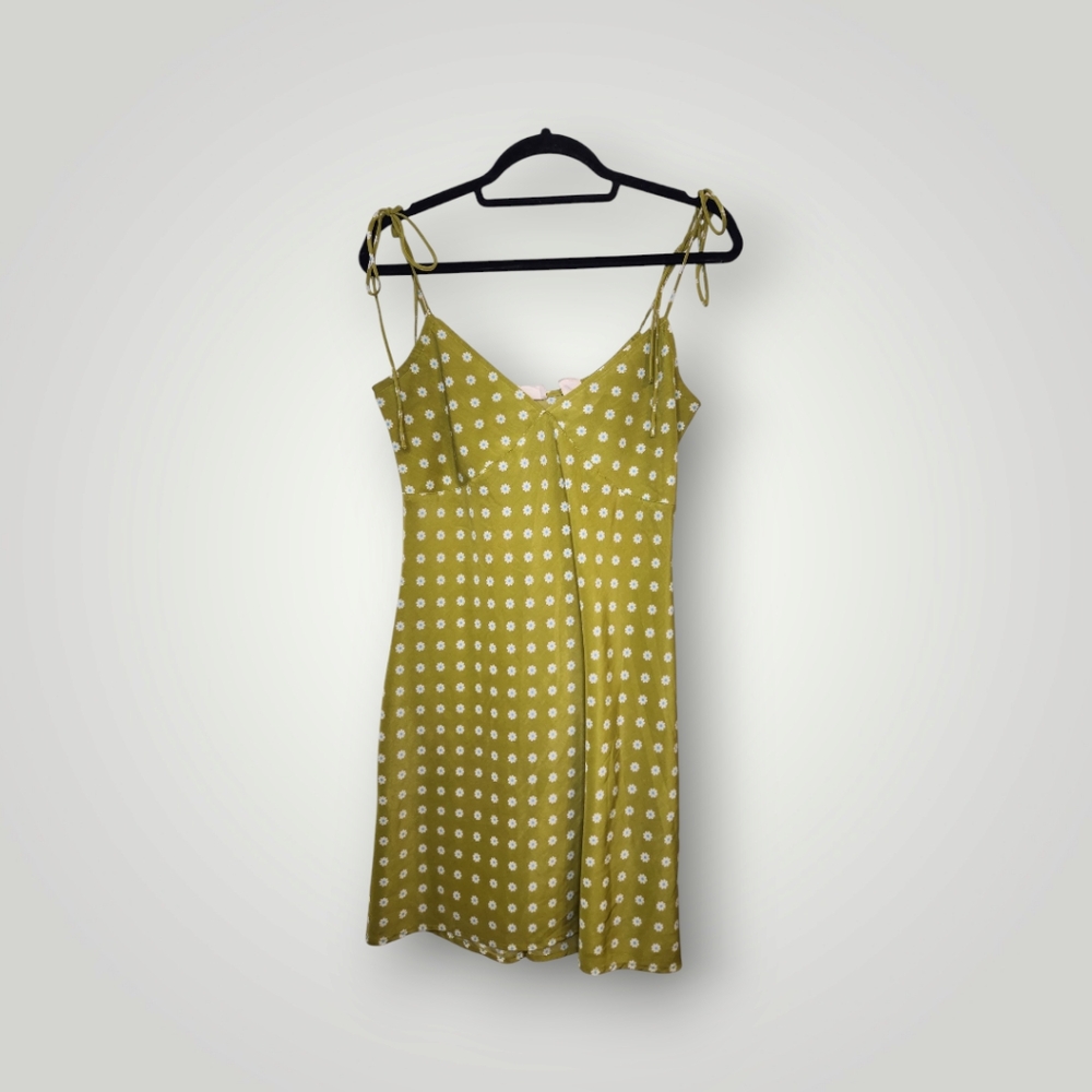Levi's Women's Sz S Dress Green Floral Tie Spaghetti Strap Short